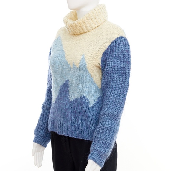 80’s hand knit fair isle sweater / turtleneck - Picture 3 of 7